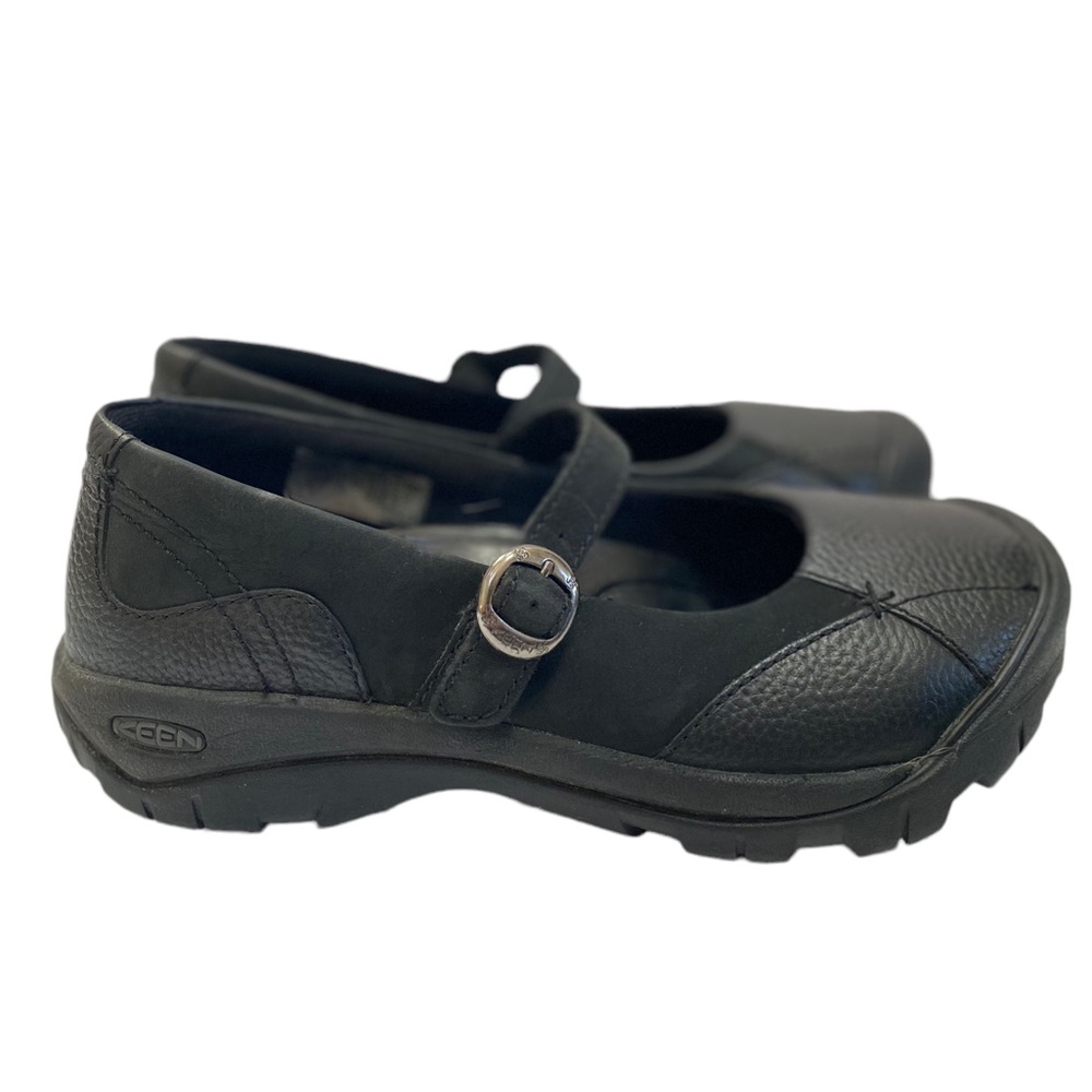 Keen Womens Black Leather Sisters Mary Jane Flat Shoe size 7 Wide